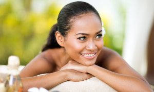 Elevation Med Spa Lone Tree Colorado woman with healthy skin ready for spa treatment